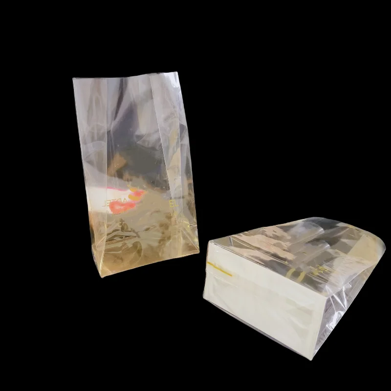 Handmade Transparent Gold Paper Card Cookie Packaging Bag Recyclable Square Bottom Bag Snacks Snowflake Pastry Baked Goods Bags