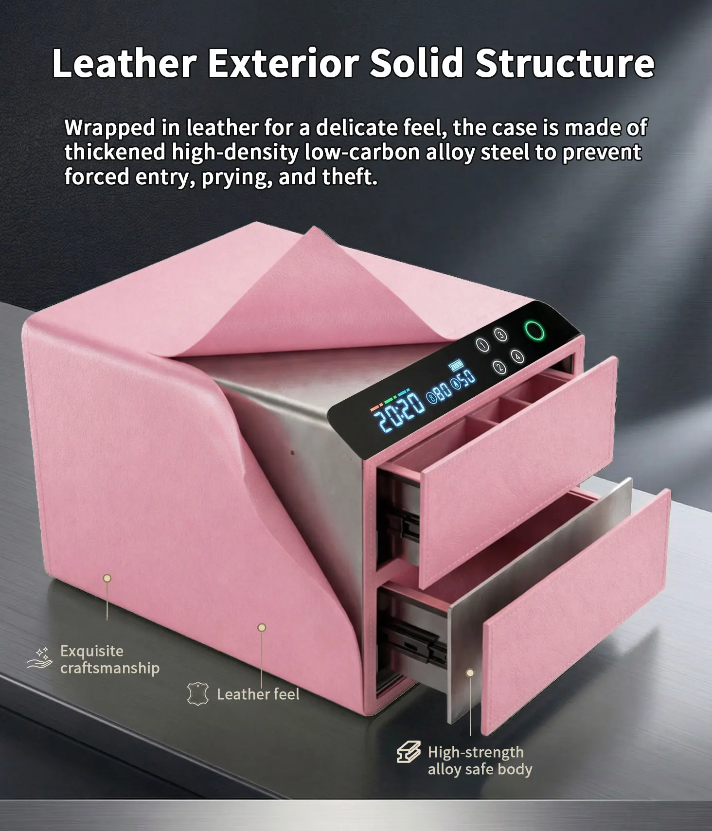 dr 1272 ft ceqsafe smart electronic safe box anti theft smart touch screen password fingerprint leather jewelry safe box-8