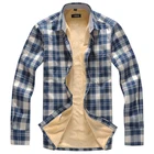 Shirt Shirts Shirts OEM Winter Warm Man Fleece Lined Plaid Flannel Shirt Fur Bonded Thick Shirts