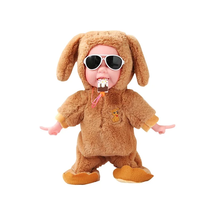 Lovely Dancing Singing Walking Intelligent Baby Girl Electric Plush Doll Baby Crying Dancing Toy With Removable Sunglasses