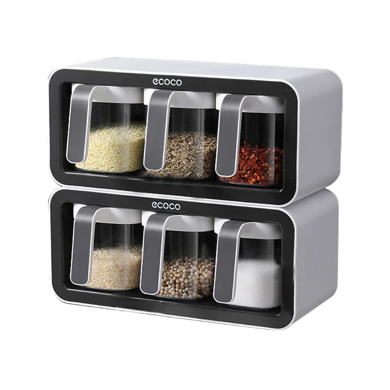 Kitchen Seasoning Box Spice Storage Box Multi Grid Sugar Salt Distribution Can 