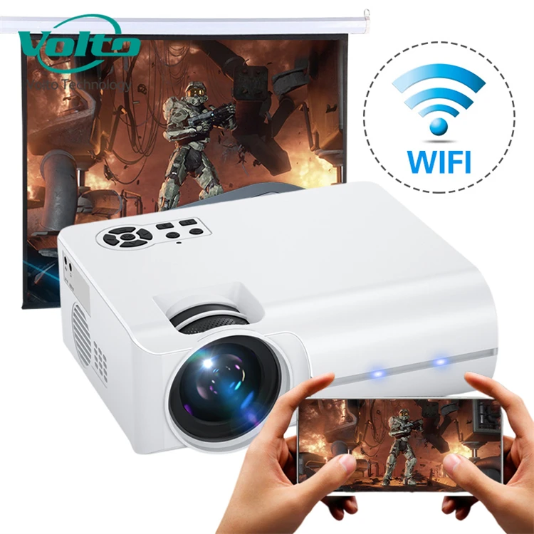 4K mini portable home theater customized logo mini projector 1080p HD TV game video projector with holder and HD cable