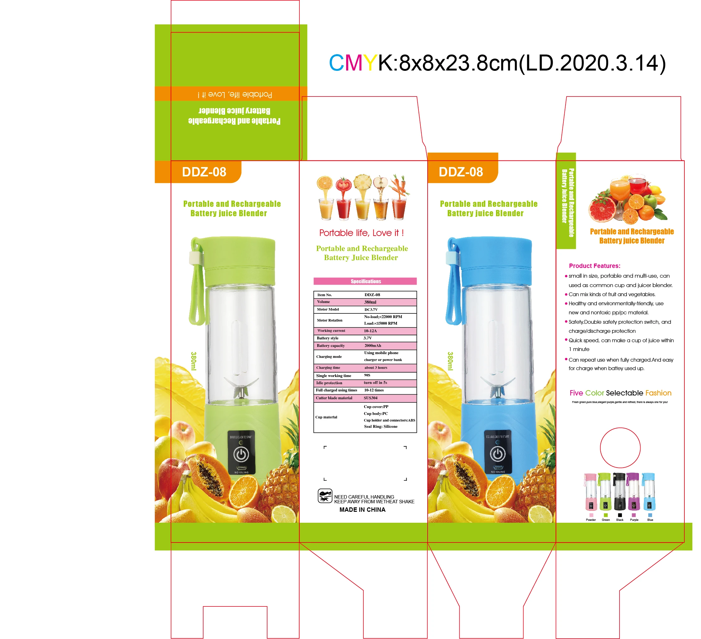 TOP21  Mini USB Rechargeable Home Blender And Mixer 6 blades Juice Plastic Electric Juicer Cup Portable Blenders