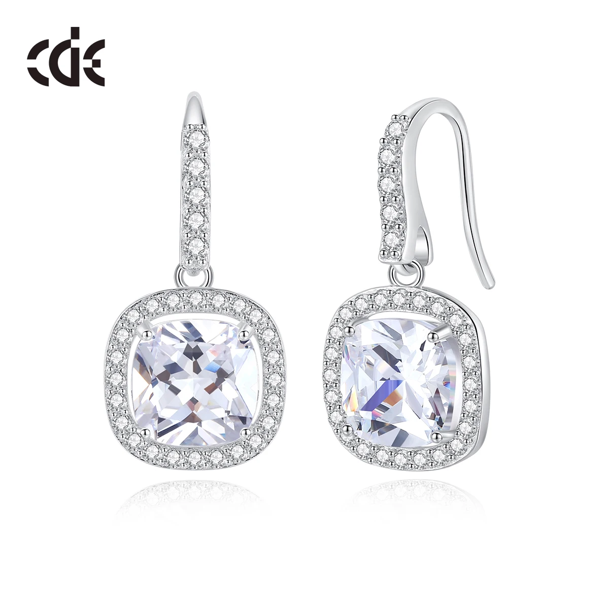 CDE CZYE024 Fine Jewelry Earring 925 Sterling Silver Rhodium Plated Zircon Earring Wholesale Bulk Women Classic Drop Earrings