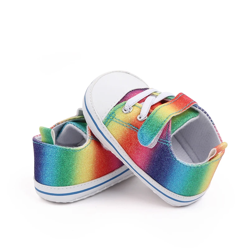 New Arrival Bling rainbow Color Canvas Baby Sneakers Shoes Toddler Shoes Unisex details