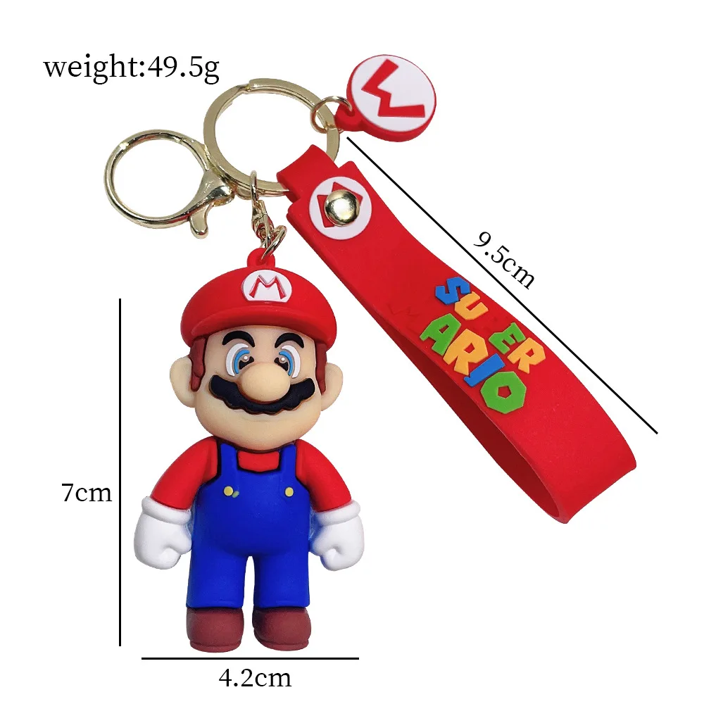 Mario Bros Keychain Portable 3d Rubber Cute Luigi Key Chain Lanyard