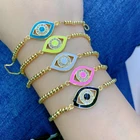 Cz Bracelet Fashion Gold Plated CZ Pave Bangle Bracelet Colorful Enamel Eye For Lady Girls Beaded Chain Bracelet