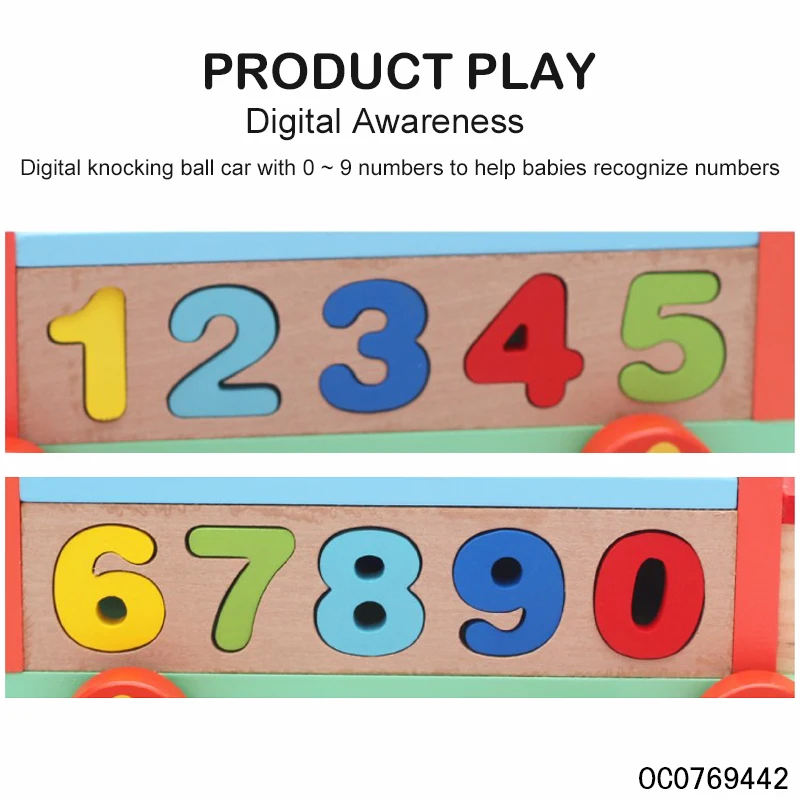 Wooden numbers matching board toys car montessori early education