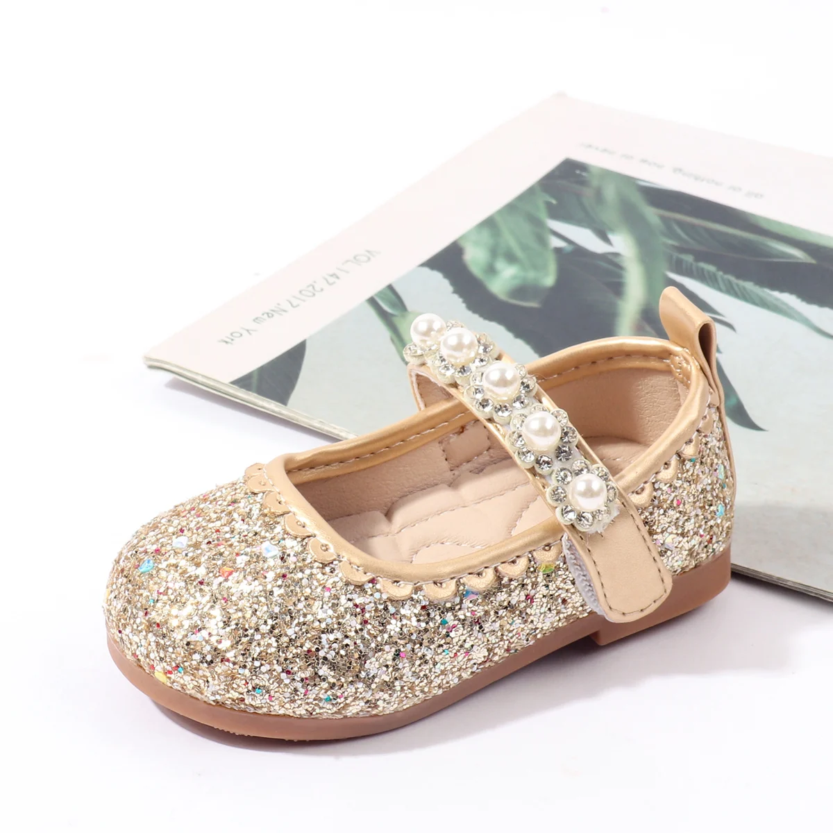 Spring Autumn Bling Glitter Material Princess Toddler Baby Girl Shoes factory