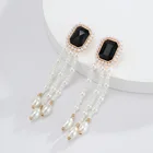 Handmade Earrings Bead Earrings R.GEM. Handmade ABS Pearl Beaded Tassel Drop Bohemian Earrings
