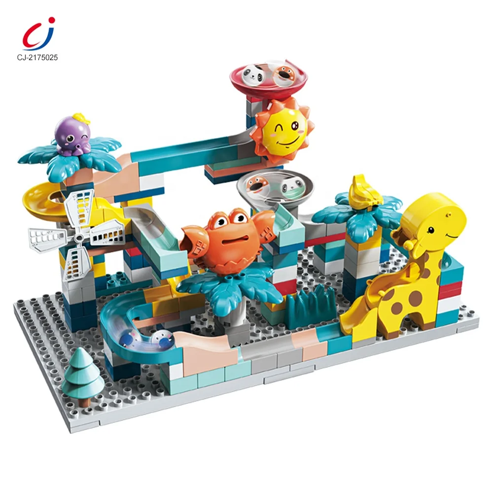 Chengji diy toy accessories building blocks sets marble run slide balls rolling track toy building block toy sets for kids