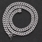 BC003 8mm Brass Setting Zircon Cuban Link Chain Necklace Hip Hop Bling Jewelry CZ Chain Iced Out