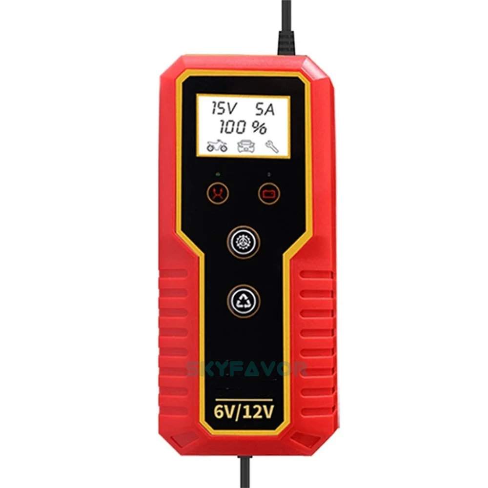Factory motorcycle car battery charger 6V 12V 8A Universal Automatic pulse Repair lead acid battery charger with lcd display