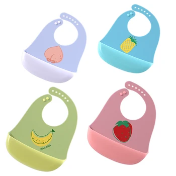 Silicone Bibs for Babies Toddlers Girls Adjustable Waterproof  Soft Durable Bibs For Eating With Large Pocket Food Catcher