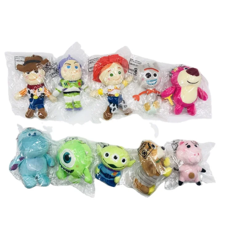 Wholesale custom anime 8 figures in one pp cotton stuffed 4inch woody plush keychain for decoration