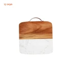 Wooden_cutting Board Marble And Acacia Wood Cutting Board Sets 3pc Tool Set Serving Board With Chrome Handle