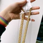Chain Necklace Chain Hip Hops Men's Cuban Link Chain Necklace Iced Out Miami Crystal Cuban Link Chain Necklace