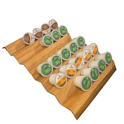 Bamboo Step-Shaped K Cup Holder for Drawer or Countertop Coffee Pod Organize Storage Station Home Kitchen