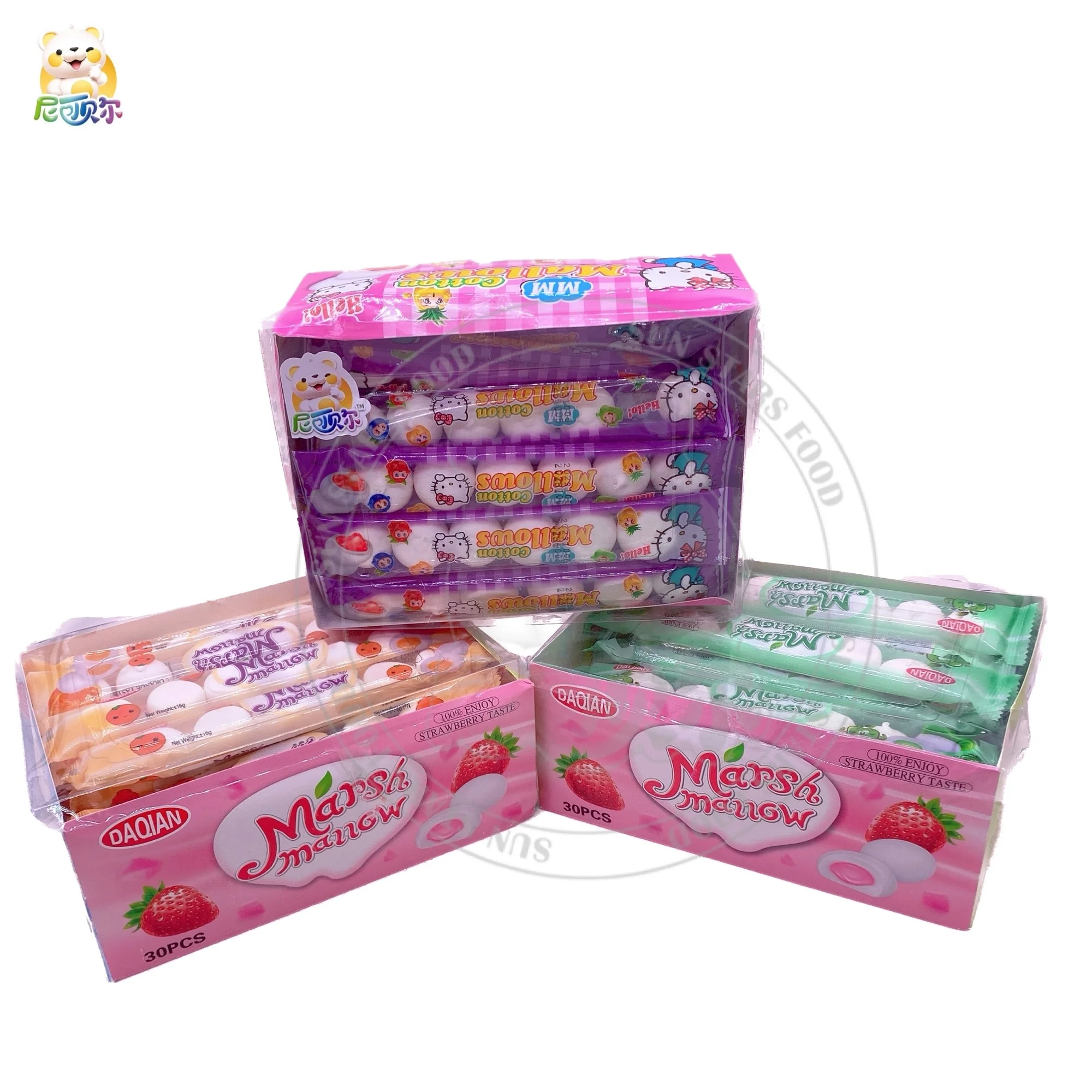 Halal Cotton Marshmallow Jam Center Filled Marshmallow Filling With