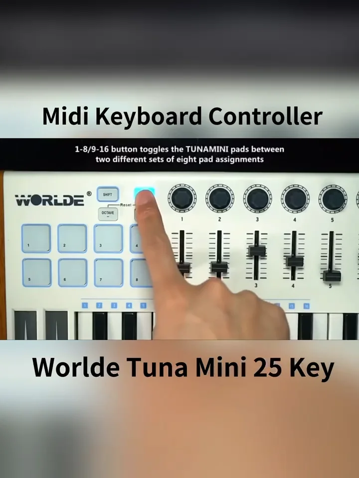 Worlde Tuna Mini Keys Midi Keyboard Controller Keys With Drums