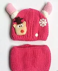 Christmas Scarf Winter Scarf Set Winter Christmas Santa Hat Deer Horn Kid's Warm Knit Hat And Scarf Sets