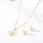 Jewelry Set Gold Plated Cute Zircon Butterfly Necklace And Earring Jewelry Set For Ladies Women Girls