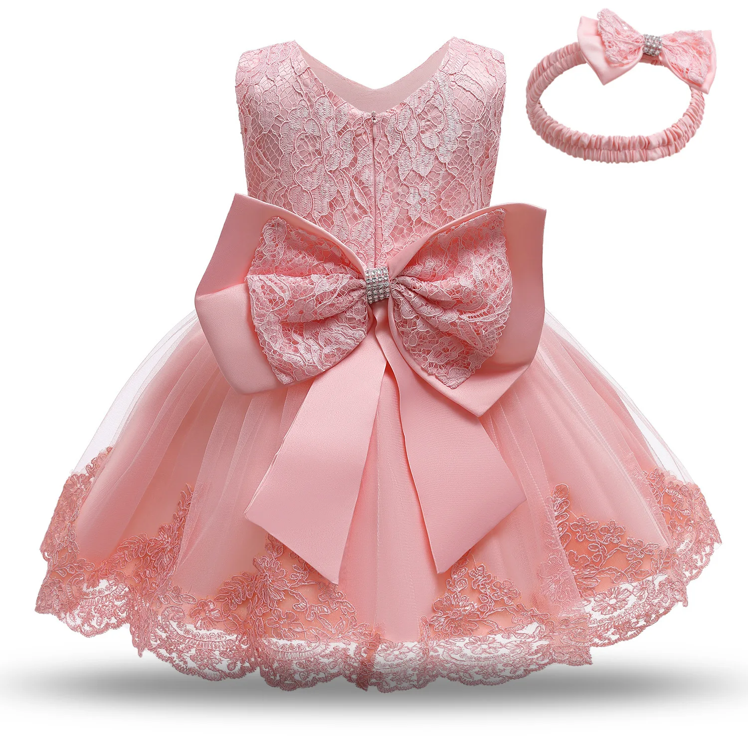 Flower Girl Bow Lace Dress Kids Baby Girl Pageant Party Wedding Birthday dreses 