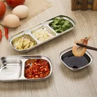 Dish Sauce High Quality Metal Dish Sauce Divided Sauce Vinegar Oil Seasoning Stainless Steel Dish Food Sauce Plate