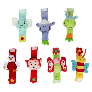 Hot Sale Newborn Cartoon Plush Animal Soft Wrist Socks Rattles Baby Toy for baby