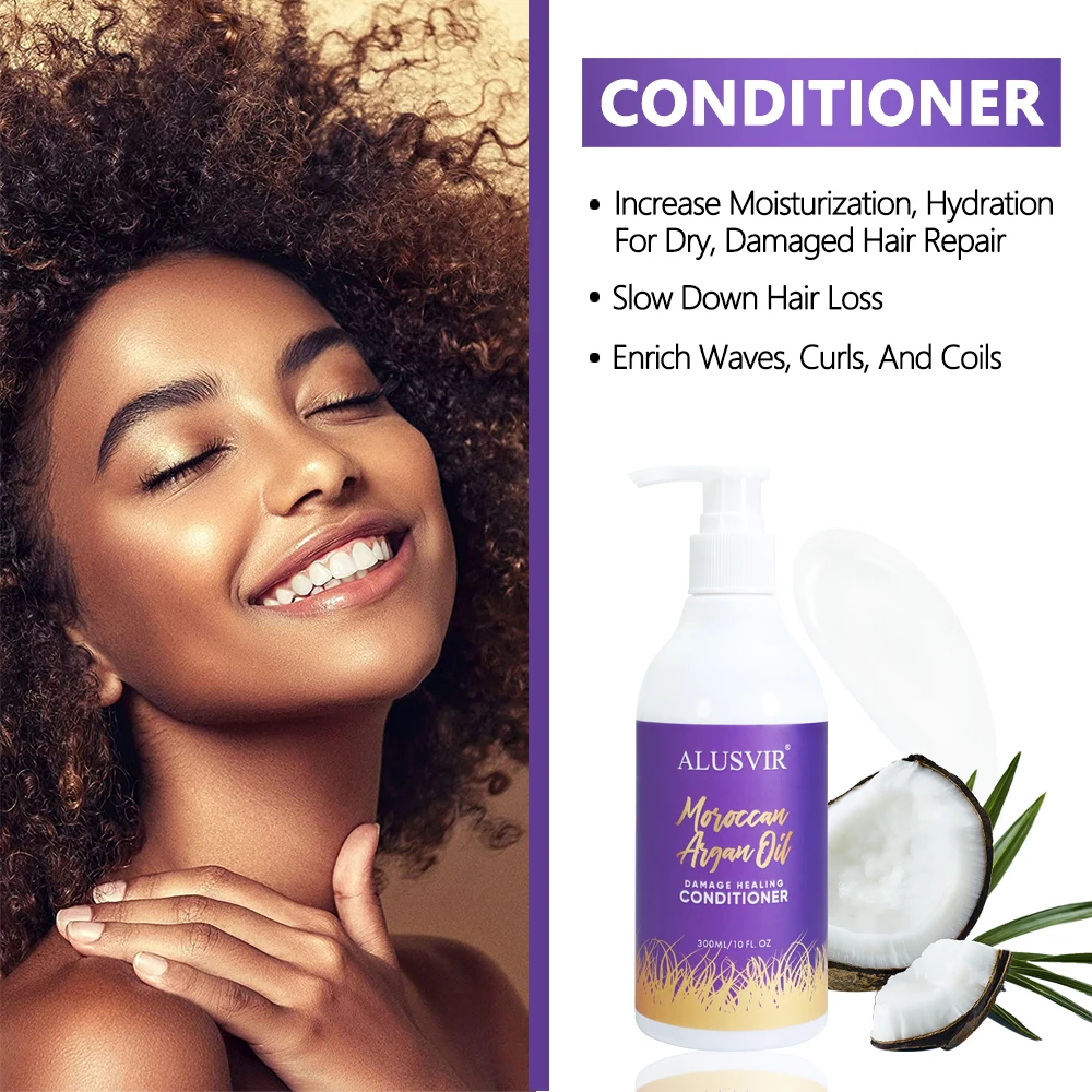 Organic Hair Care Products Coconut Oil Argan Oil Repairing Growth Shampoo Conditioner Mask Set For Natural Hair Private Label