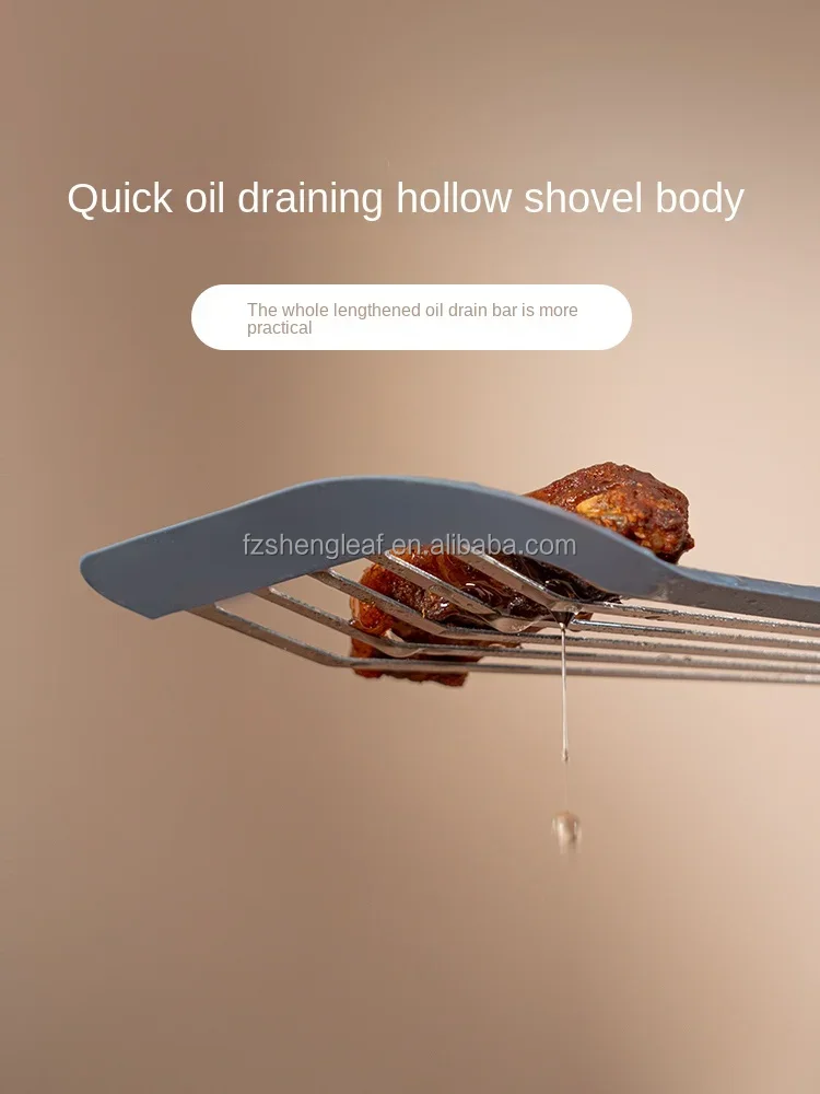 product luxury custom eco friendly kitchen non stick stainless steel silicone heat resistant spoons for frying pancakes eggs fish steak-4