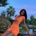 Dresses Dress 2021 Trendy Women's Sexy Dresses Bust Slim Waist Flared Sleeve Wrap Bodycon Dress Women Clothing