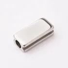 Custom Silver Custom Engrave Logo Silver Rose Gold Black Rectangle Square Metal Spacer Slider Beads