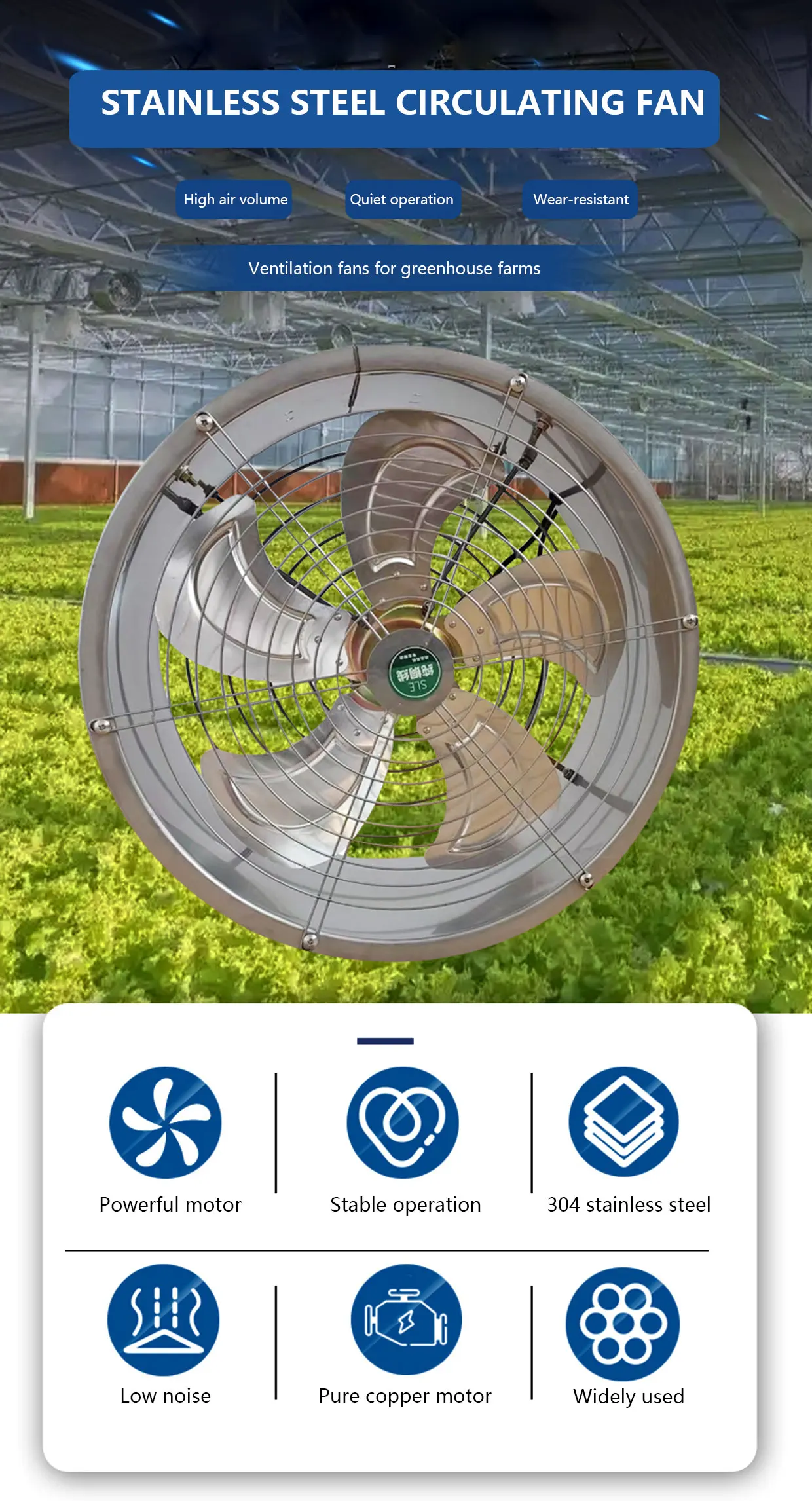 Hanging Exhaust Fan, 500mm, Stainless, Steel - detail 2