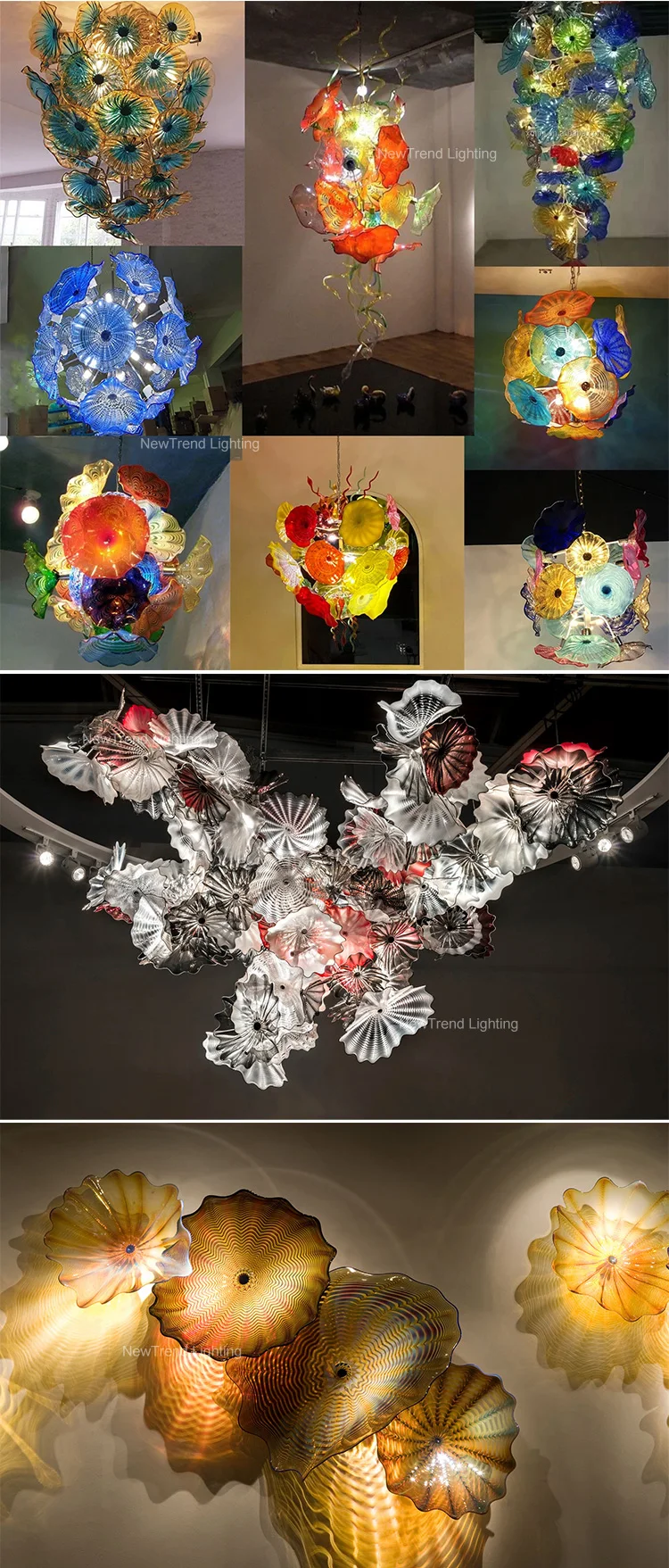 CPL-338 Contemporary Style Indoor Decoration Gallery Villa Hall Hotel Lobby Glass FLower LED Chandelier Light supplier