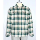 MENS HEAVY WINTER SHIRT IN HEAVY WOVEN POLY WOOL FLANNEL AND LINED UP WITH SOFT SHERPA GREEN GEIGE PLAID