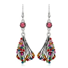 Earrings Alloy Ethnic Style Vintage Women Earrings Bohemian Antique Silver Alloy Rhinestone Drop Earrings