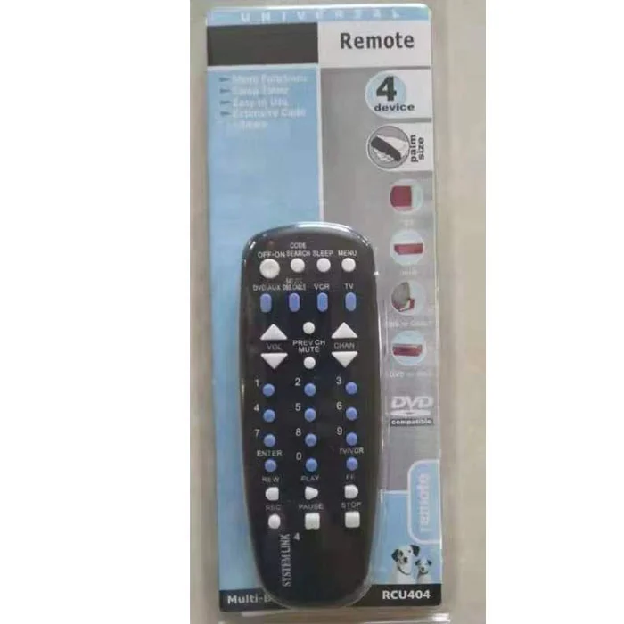 High Quality Rca Universal Remote Control Rcu404 For  Tv/dvd/vcr/cable/sat/dbs With Blister Packing - Buy Rca Remote Control,Universal  Rca Remote Control,Remote Control Rcu404 Product on Alibaba.com