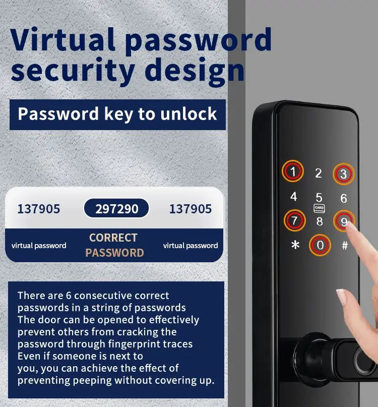 Qleung S819 Aluminium Door Fingerprint WiFi Enabled Tuya TTlock With Password Key Card dla domu 2