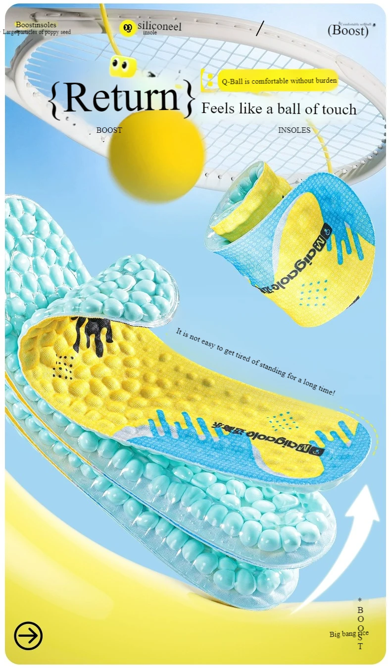 Popcorn Gel Sports Comfort Insoles with Moisture Wicking Popcorn Gel Sports Comfort Insoles with Moisture Wicking