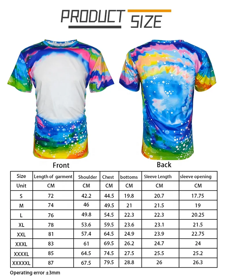 Prosub Faux Bleached Shirts Sublimation Blank Custom Printed 100