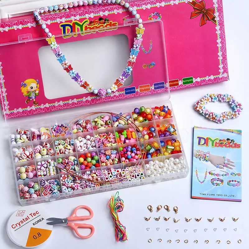 Wholesale 32 Grids Beads For Diy Jewelry Bracelet Making Kit Kids Educational Toys Multicolor Bead