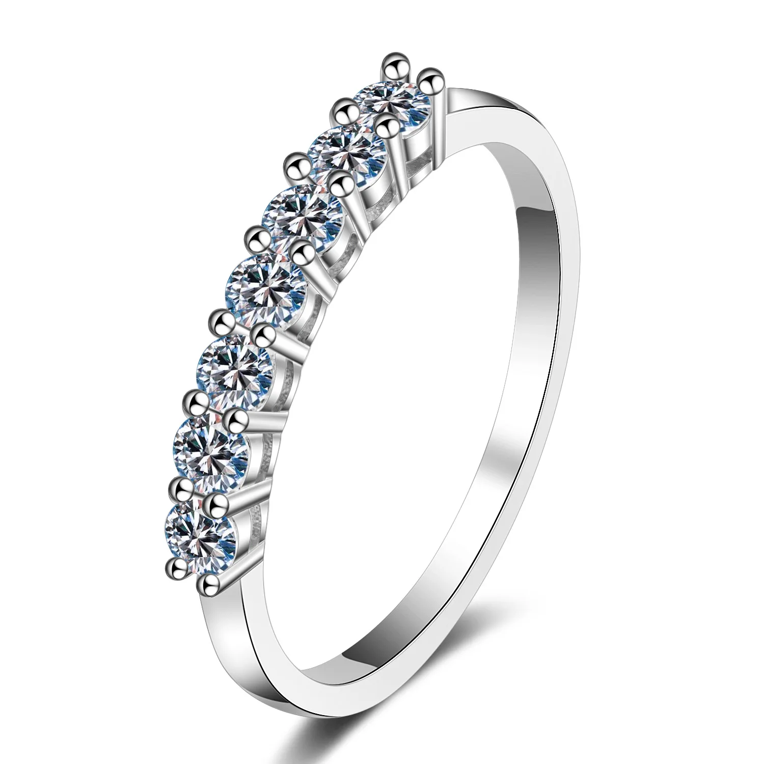 Moissanite Diamond Engagement Bands Rings 18K Moissanite Eternity Ring,0.6 ct D Color VVS1 Clarity,Platinum Plated Silver Promise Anniversary Wedding Birthday Gift for Women 