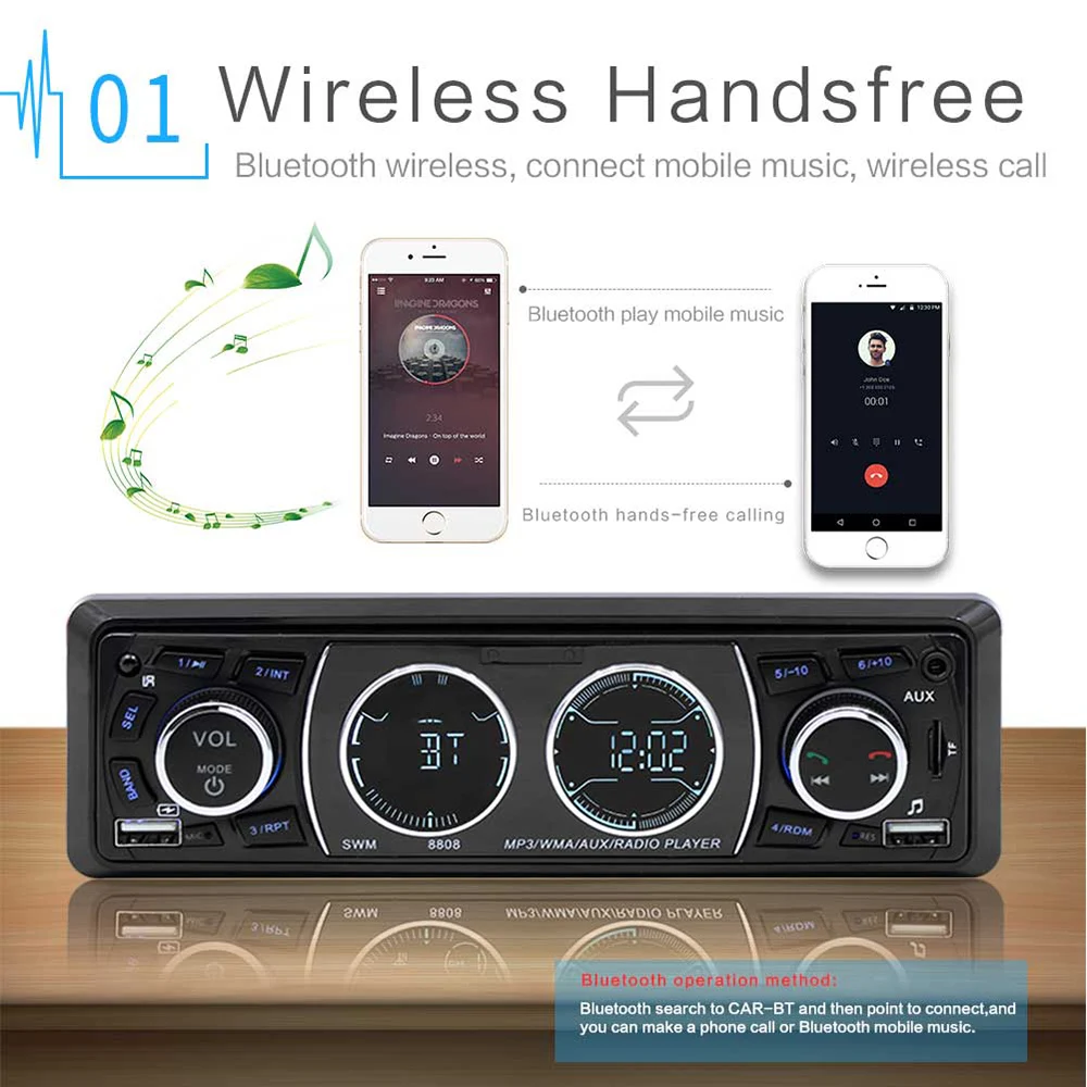 Car Mp3 Player Stereo Autoradio Car Radio 1 Din Bt 12v Fm Card U Disk