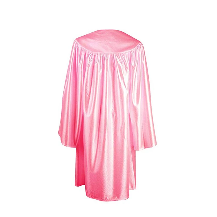 Kid Shiny Pink Color Shiny Graduation Gown Only for OEM manufacture