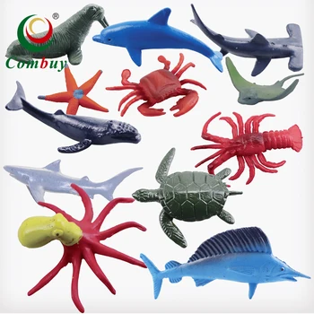 Marine life ocean model 12pcs simulation small rubber toy animal