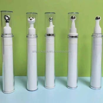 15ml plastic skincare face care serum tall bottle for eye cream cosmetic airless pump rollerball vibration massage eye cream pen