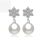 Pearl Earrings Korean Fresh Water Pearl Of Christmas Snowflake Zircon Earrings For Women Jewelry 2022