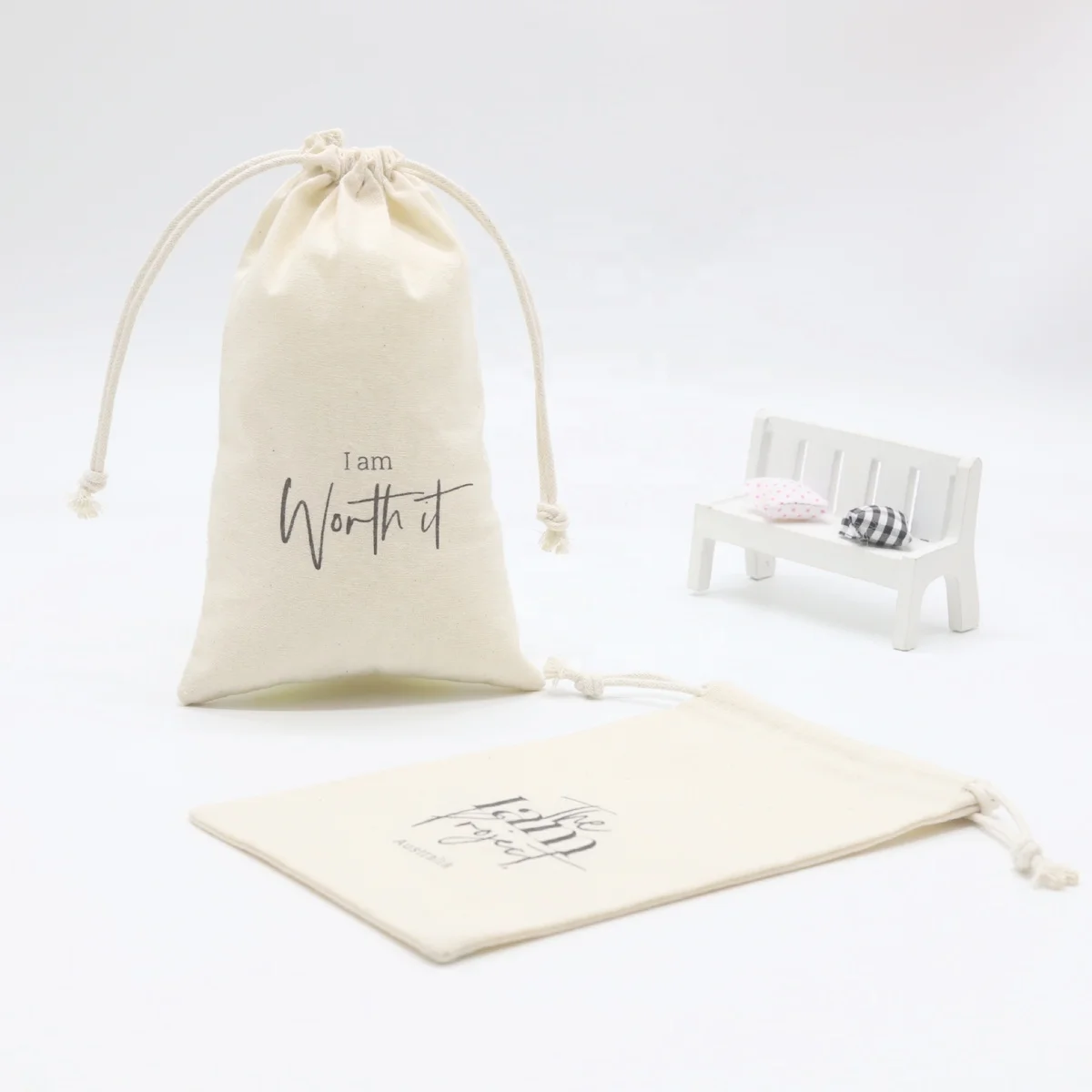 Customized Beige Cotton Muslin Drawstring Dust Gift Soap Bag Organic Promotion Cotton Soap Pouch