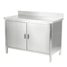 Stainless Steel Work Table With Backsplash Kitchen Cabinets